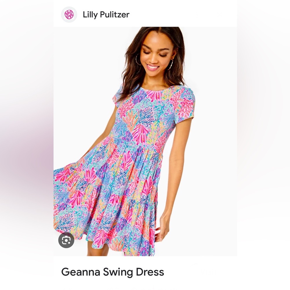 NEW Lilly Pulitzer Geanna Tiered Swing Short Sleeve Dress in Splash Dance